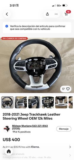Timon Usado Como Nuevo para Jeep Grand Cherokee 2017-2021