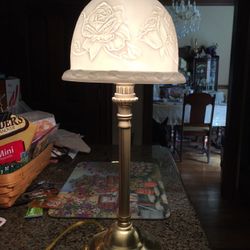 Hampton Bay lamp. Shows rose Flower Design Through The Lamp When It Is On