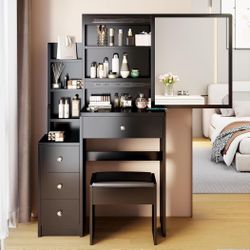 Vanity Desk, Makeup Vanity, Dressing Table, Makeup Table, Vanity with Mirror, Vanity Set, Beauty Desk, Small Vanity Desk, Black Vanity, Makeup Station