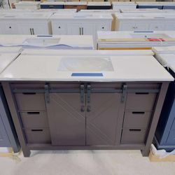 “48” Expresso Bath Vanity and Marble Countertop in White  $699 