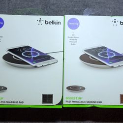Belkin Qi 15W Fast Wireless Charging Pads Silver X2 - NEW UNOPENED