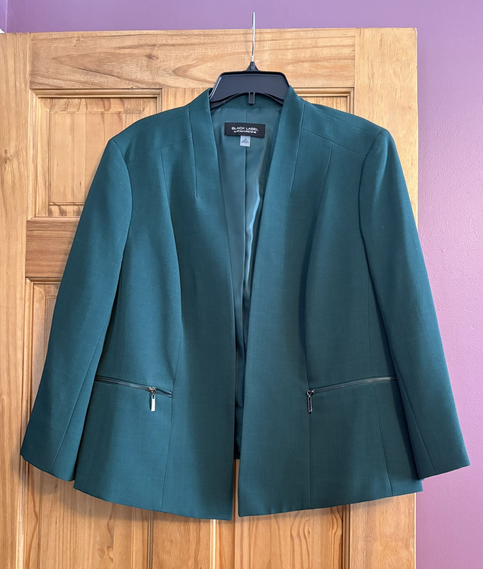 Black Label Women's 3/4 Sleeve Blazer Jacket Jungle Green