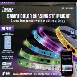 Feit Electric Smart Color Chasing Strip Light with Remote - 20ft, Choose From Tunable White or Millions of Colors - Works With or Without Wifi

