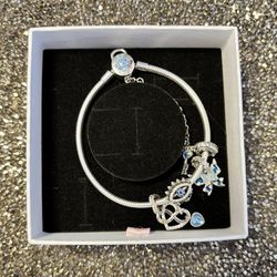 Solid Sterling Silver 925 Pandora Bracelet With 3 Charms