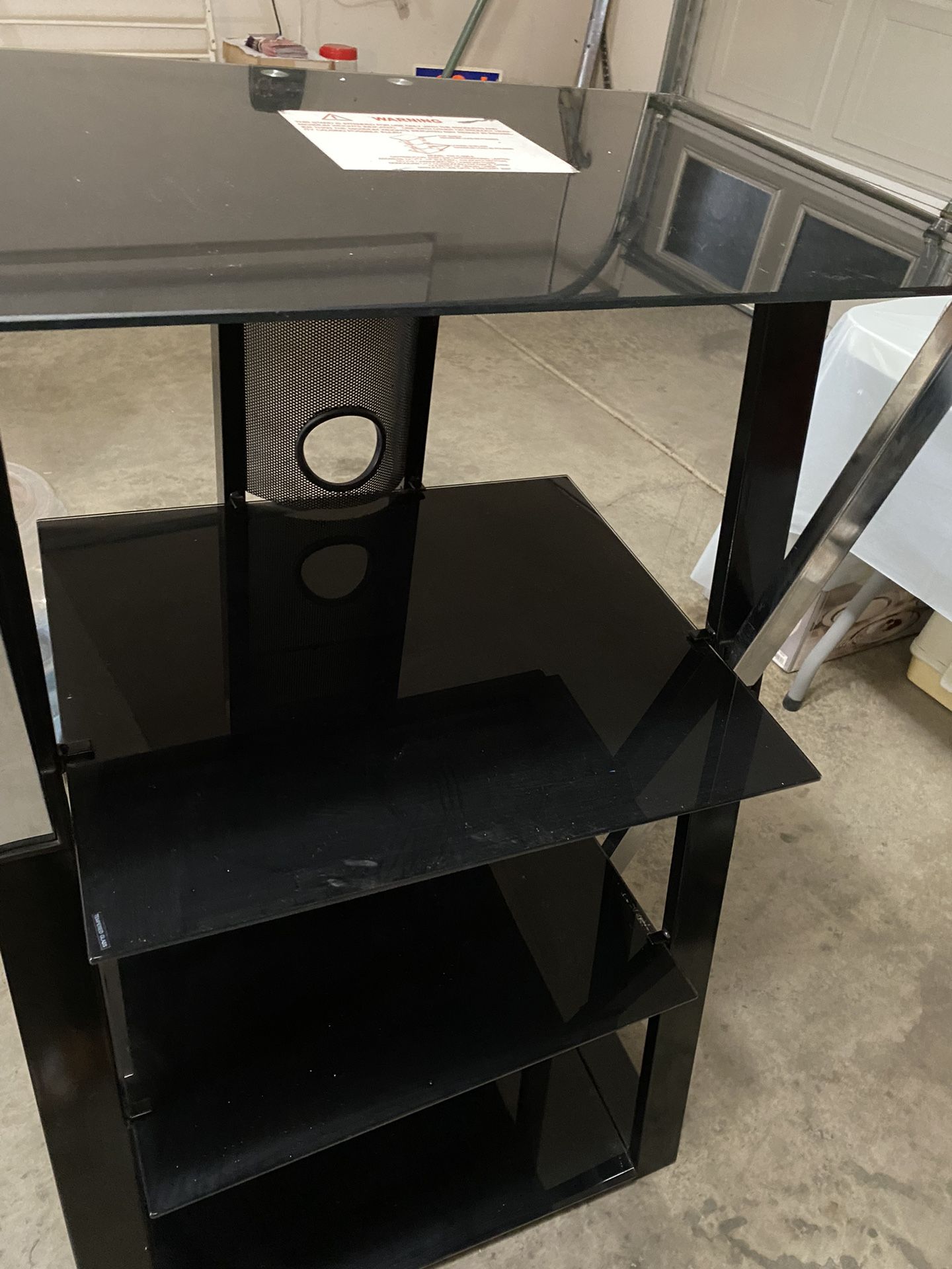 Black Media Stand With Glass Shelves