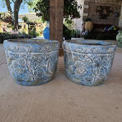 Blue Hummingbird Clay Pots . (Planters) Plants, Pottery, Talavera $55 cada una.