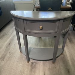 End Table 1/2 Moon With Storage Drawer 