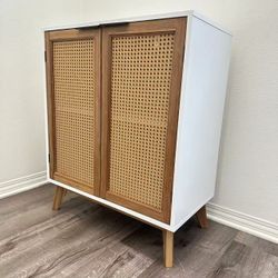Brand New Storage Cabinet with Rattan Style Doors Buffet Cabinet Assembly Required