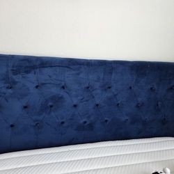 Queen Upholstered Blue Bed Frame 