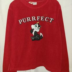 Looney Tunes Purrfect Red Fleece Sweatshirt Size M 