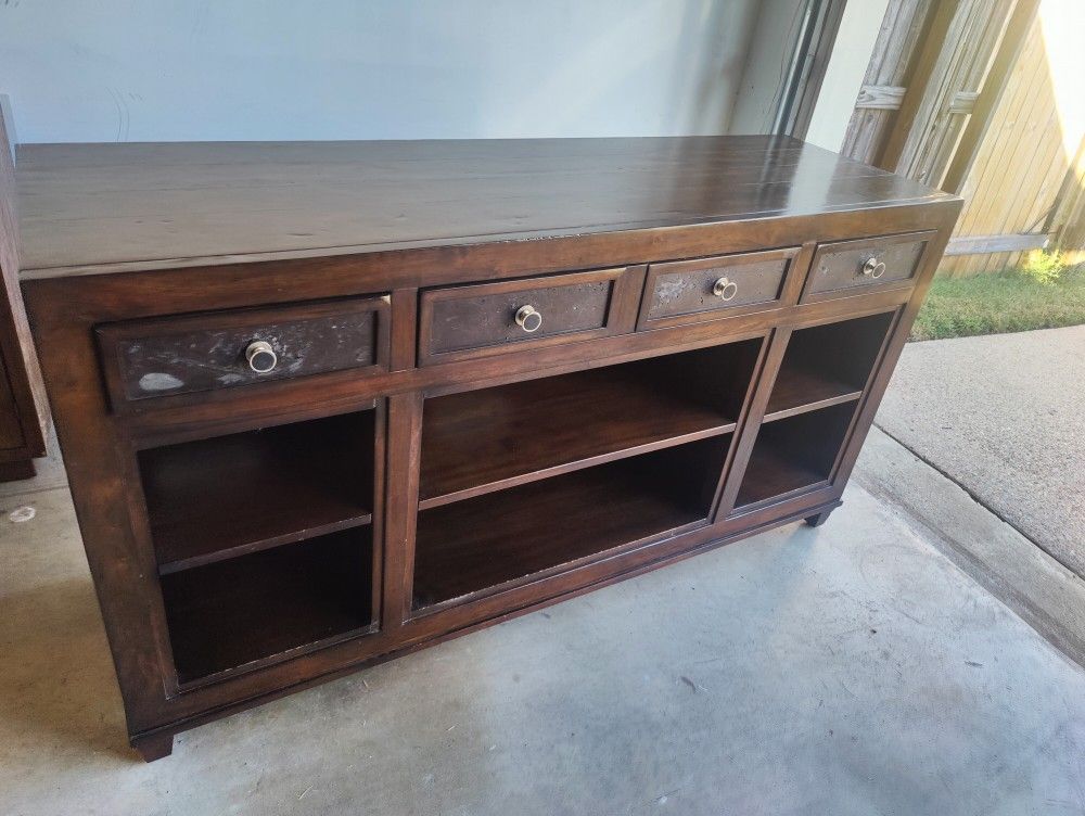 Bernhardt Saddle Leather TV Stand.