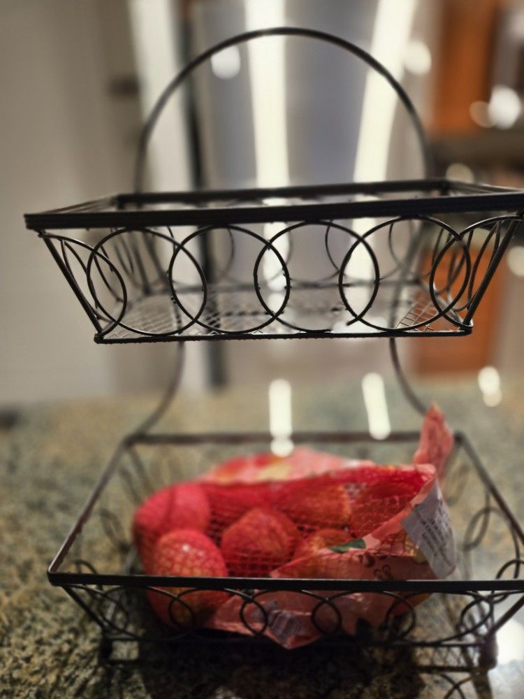 2 Tier Fruit Basket With Handle