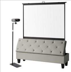 4K Projector w/65" Screen insude bench