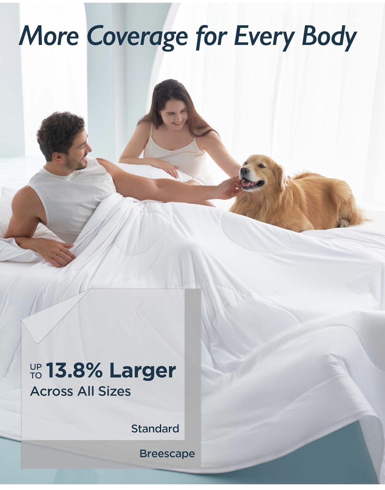 Breescape Cooling Comforter King Size BlendTek™ Q Max>0.46 Tech, Breathable Blanket for Hot Sleepers & Night Sweats Relief, Premium Lightweight Summ