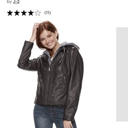 Vegan Leather Hooded Jacket 