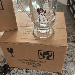 Home Interiors Xmas Glass Pedestal Mugs