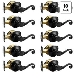 Lepushom Passage Door Handle Matte Black 10 Pack Non-Locking Interior Lever Right Handed