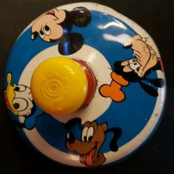 Vintage Lithograph Spinning Toy Top Disney Mickey Goofy Donald Duck Pluto 1973