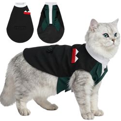 DENTRUN Cat Tuxedo Suit — Large, Black & Green