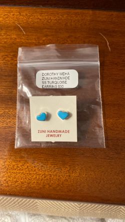 Sterling Silver Turquoise Heart Native American Earrings New