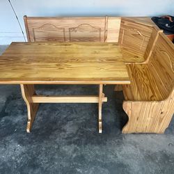 Solid Wood Breakfast Nook Table Set – Bench Seating