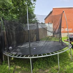 Trampoline in good condition with little use, is large 12 ft. 