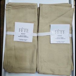 Fete Beige Natural 100% Cotton Napkins Set of 8 20”x20” - Never Used New $15 small mark on one See Details