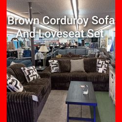 ✨ Corduroy Sofa And Loveseat Set 