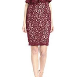 Midi Wine Off Shoulder Lace Dress