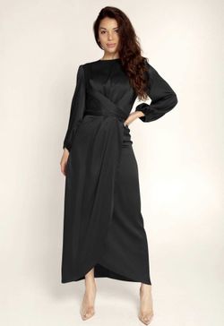 Chvity Womens Long Sleeve Satin Maxi Dress 