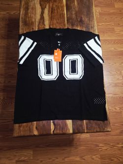 YoungLA Men's V-Neck Knitted Mesh Pullover Jersey. XL Black/White