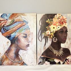 For Sale: Set of 2 Stylish Portrait Paintings – Only $10!