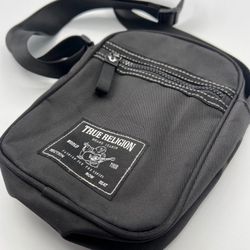 True Religion Black Nylon Messenger Crossbody Bag Sling Small Festival Travel
