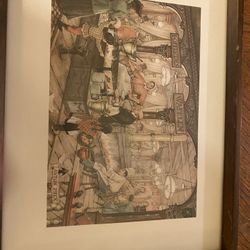 Antique  Anton Pieck Framed Waffle House Print 