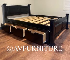 Solid Wood Full Frame and 3 Drawers