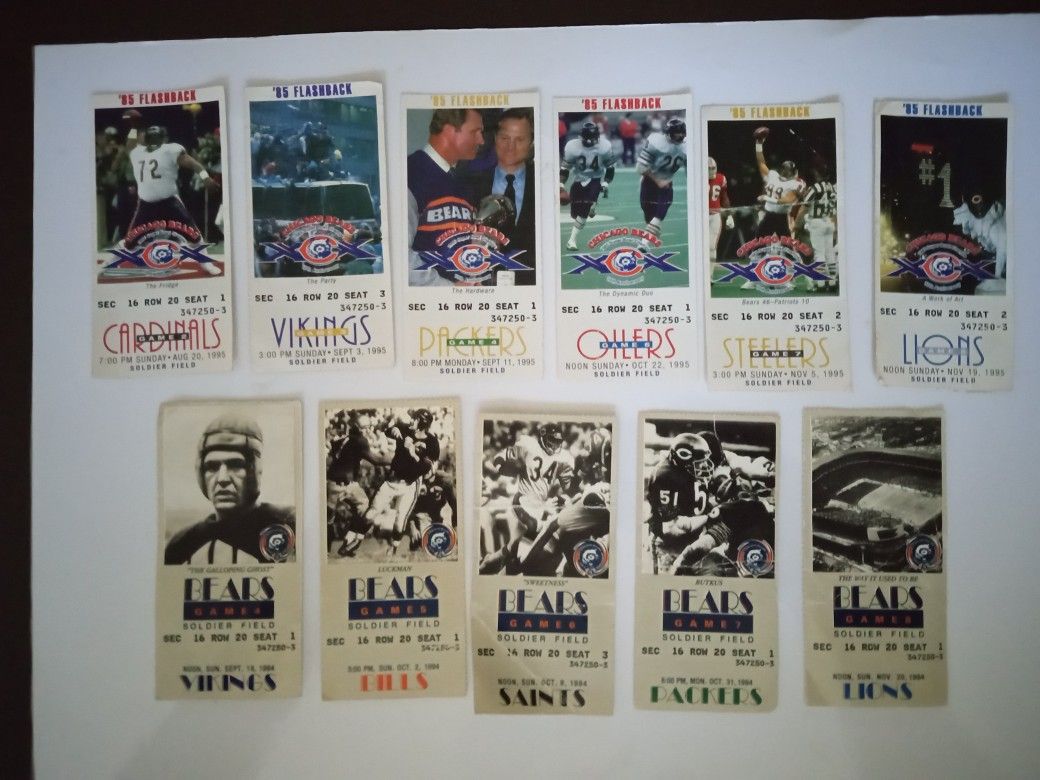 Chicago Bears Ticket Stubs 1994 & 1995
