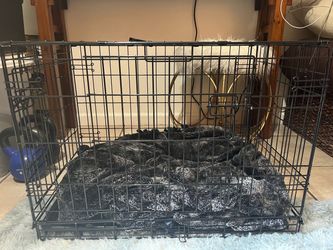 Medium Black Wire Dog Crate with Blanket
