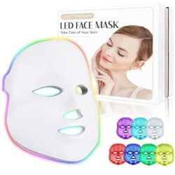 Red Led Face Mask Light Therapy At Home, Led Face Mask Light Therapy, 7-1 Colors LED Facial Skin Care Mask 