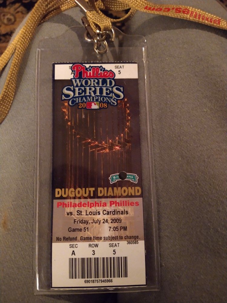 July 2009 Phillies Ticket in The Dugout Diamond.