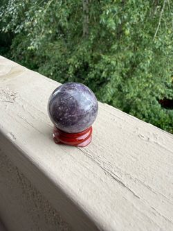 Amethyst Crystal Sphere with Wood Stand