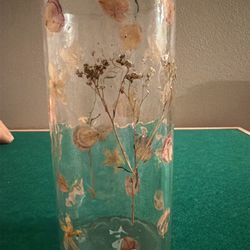 9” Glass Dried Flower Inlay Vase   T-223