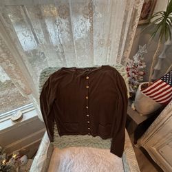 Ralph Lauren Lightweight XL Brown Sweater Embroidered Logo 