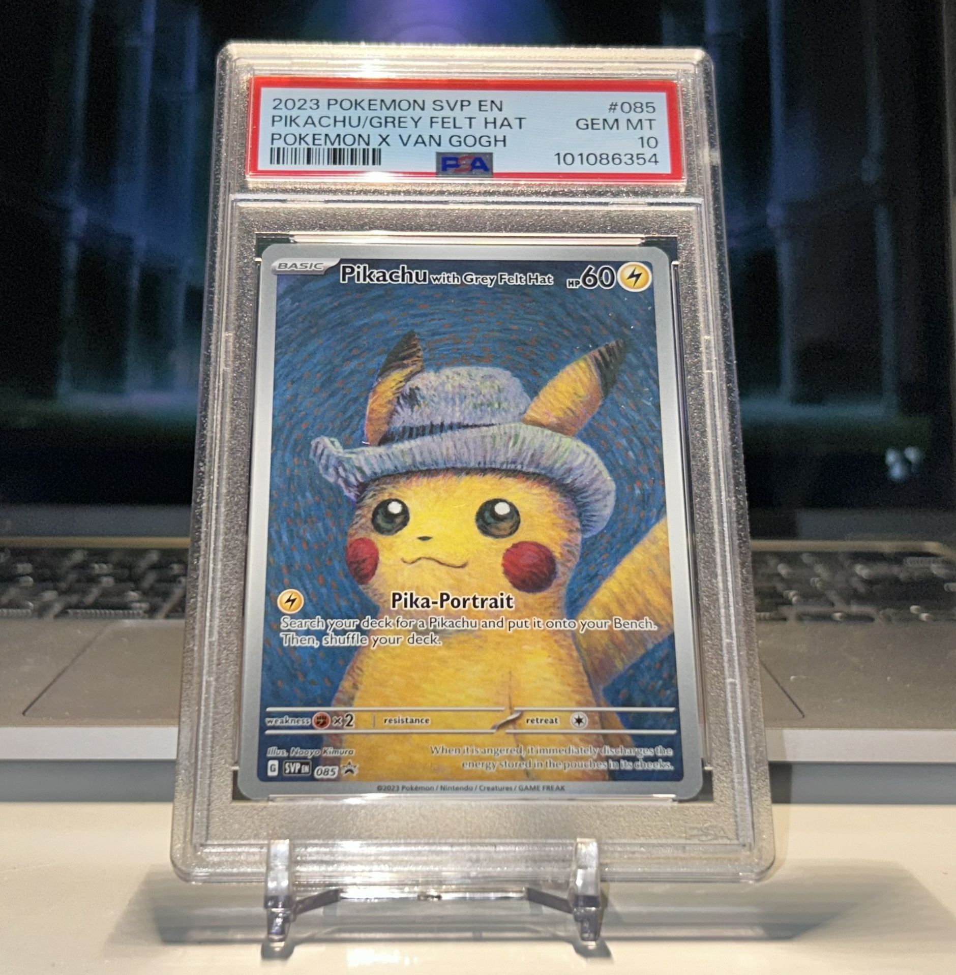 Pikachu Grey Felt Hat Van Gogh Pokemon PSA 10
