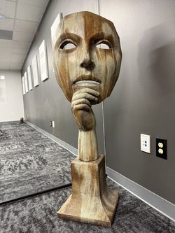 Large Stone Mask Sculpture – Approx. 52” Tall
