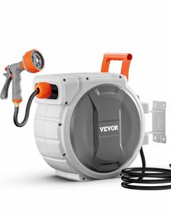 VEVOR Retractable Garden Hose Reel, 5/8 Inch x 100 ft Wall Mounted Hose Reel