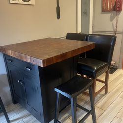 John Boos Butcher Block Table With Large Drawer And Storage Cabinet