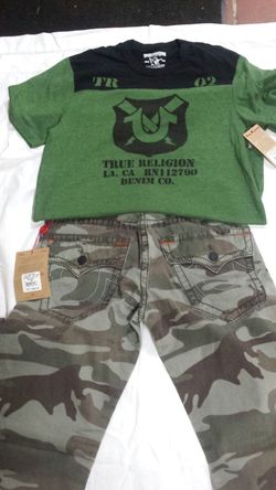 Authentic Tru religion camouflage pants & shirt.