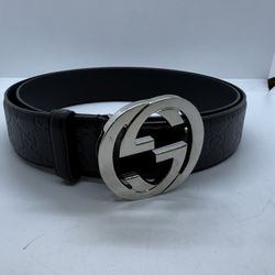 Gucci Black Guccissima Leather Interlocking G Belt