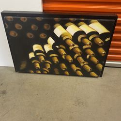 Nice Framed Picture Print On Canvas Of Wine Bottles
