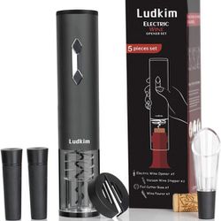 Electric Automatic Wine Opener Set, with Foil Cutter, Battery Operated Wine Corkscrew, Wine Aerator Pourer and 2 Vacuum Wine Stoppers